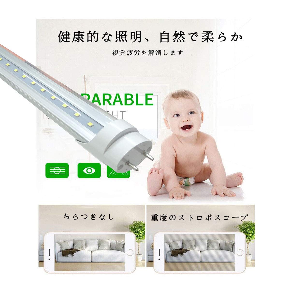 Amazon | odmily led蛍光灯58CM 20w形 透明カバー t8直管 蛍光灯超明高